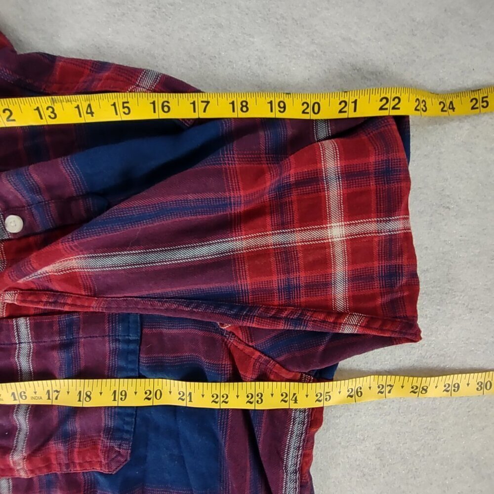 Mossimo Supply Co Blue Red Plaid Cotton Blend Flannel Button Down Shirt Size XXL - Picture 9 of 13